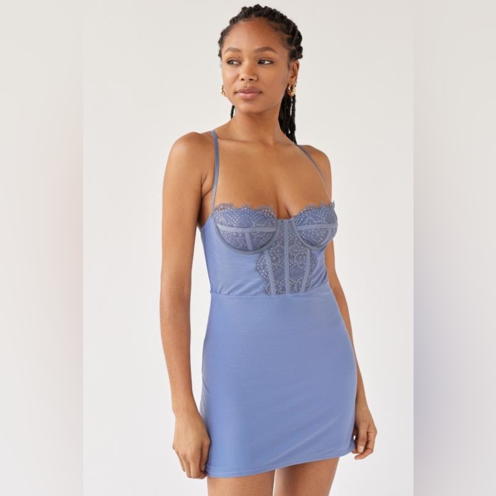 Urban Outfitters Blue/Grey Corset Mini Dress